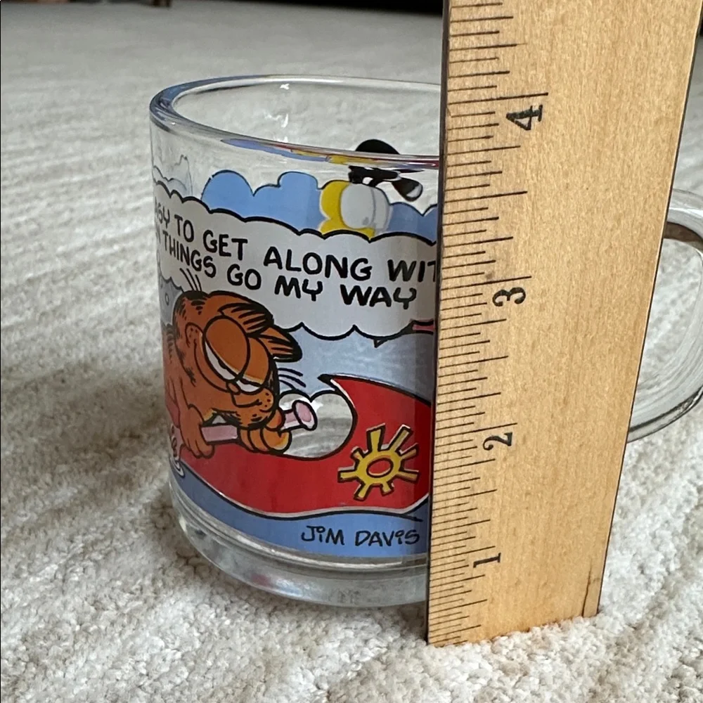 Set 3 McDonalds Garfield 1978 Clear Glass Mugs Cups Jim Davis Vintage McDonalds - Picture 14 of 16
